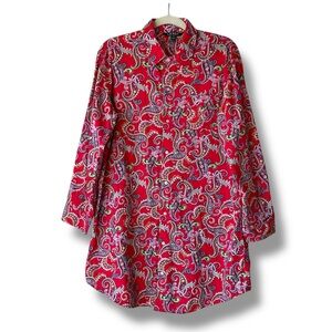 Lauren Ralph Lauren Red Paisley Sleep Shirt Size M